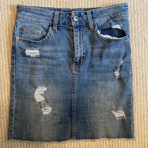 Wild Pearl Denim Mini Skirt